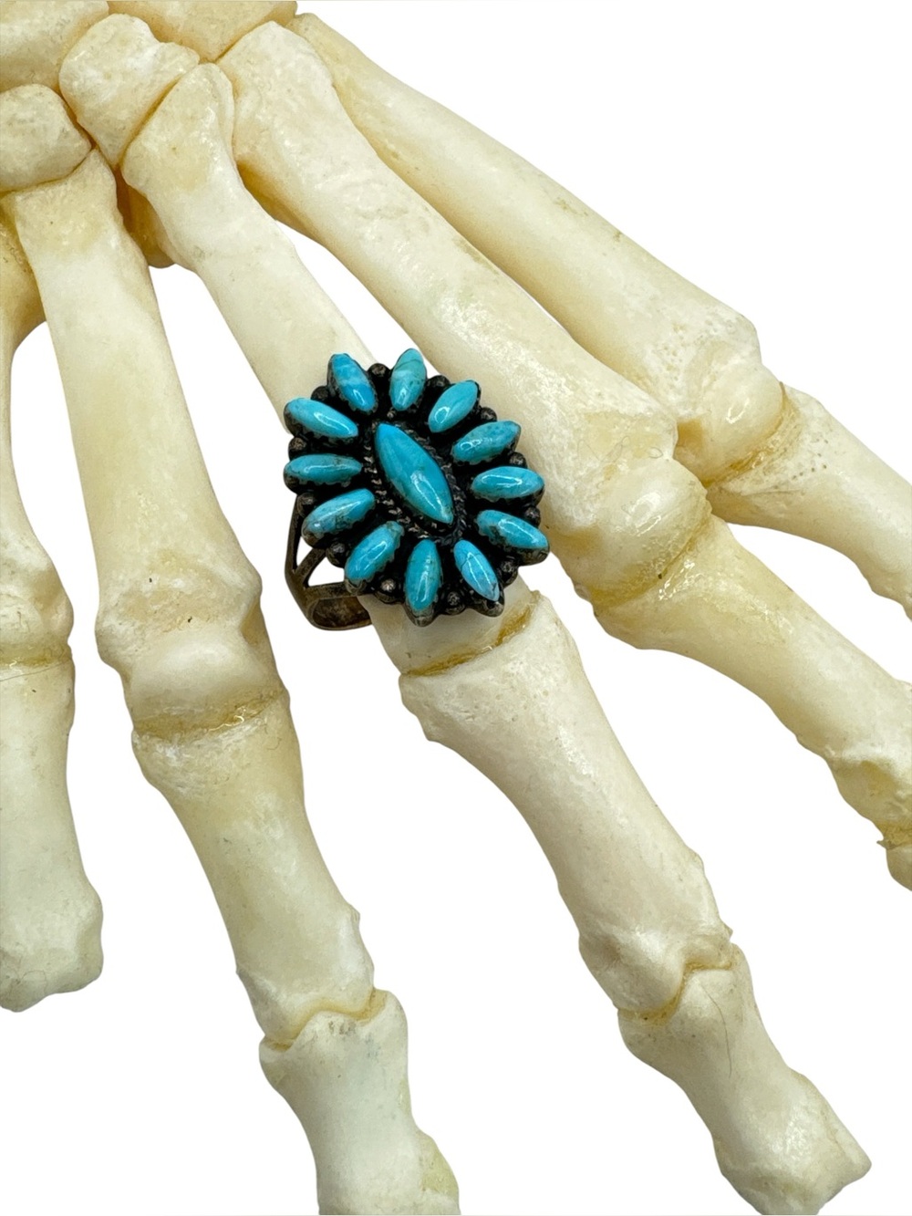 Vintage Sterling Southwest Zuni Style Petit Point Cluster Philippines Ring 10